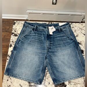 American Eagle Carpenter Washed Blue Denim Shorts